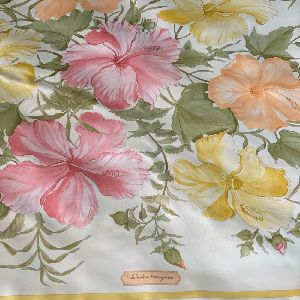 Authentic Salvatore Ferragamo Silk Floral Scarf - Picture 2 of 7